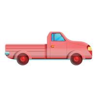 icono de camioneta roja, estilo de dibujos animados vector