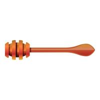 Wood honey spoon icon, cartoon style vector