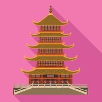 icono del templo de china, estilo plano vector