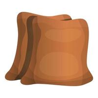 Sack of rice icon, cartoon style vector