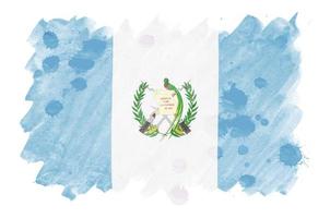 Guatemala flag  is depicted in liquid watercolor style isolated on white background photo