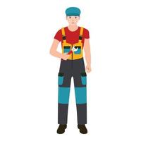 Worker man with key tool icon, flat style vector