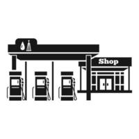 Petrol station with shop icon, simple style vector