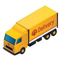 Delivery truck icon, isometric style vector