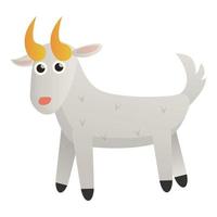 White goat icon, cartoon style vector
