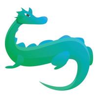 Reptile green dragon icon, cartoon style vector