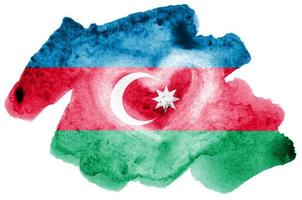 Azerbaijan flag  is depicted in liquid watercolor style isolated on white background photo