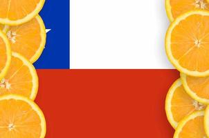 Chile flag  in citrus fruit slices vertical frame photo