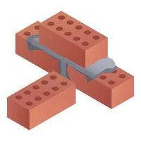 Construction bricks icon, isometric style vector