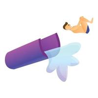 Extreme aquapark jump icon, cartoon style vector