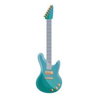 Blue electric guitar icon, cartoon style vector