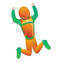 Top view flying skydiver icon, cartoon style vector