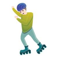 Rider inline skates icon, cartoon style vector