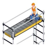 Worker on scaffold icon, isometric style vector