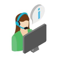 Call center operator icon, isometric 3d style vector