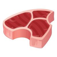 Raw meat steak icon, cartoon style vector