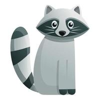 Staying raccoon icon, cartoon style vector