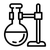 Round flask on stand icon, outline style vector