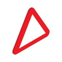 Red triangular blank road sign icon vector