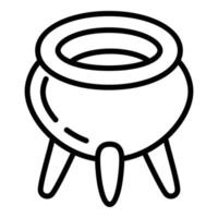 Pot with feet icon, outline style vector