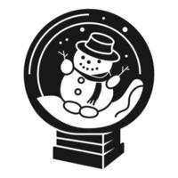 muñeco de nieve en icono de globo de nieve, estilo simple vector
