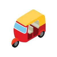 Thai taxi tuktuk icon, isometric 3d style vector