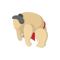 Sumo wrestler icon, cartoon style vector