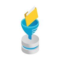 icono de filtro de datos, estilo isométrico 3d vector