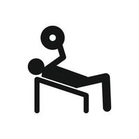 Man trains in the gym bar bench press icon vector