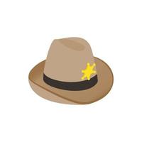 Hat sheriff icon, isometric 3d style vector