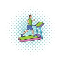 Man running on a treadmil icon, comics style vector