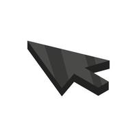 Black cursor icon, isometric 3d style vector