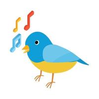 Blue singing bird icon, isometric 3d style vector