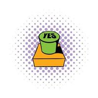 Yes green button icon, comics style vector
