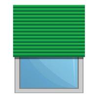 Green roller blind icon, cartoon style vector