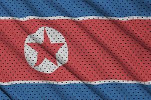 North Korea flag printed on a polyester nylon sportswear mesh fa photo