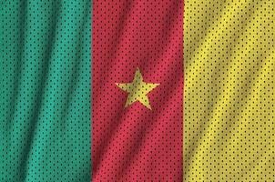 Cameroon flag printed on a polyester nylon sportswear mesh fabri photo