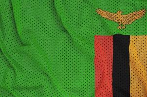 Zambia flag printed on a polyester nylon sportswear mesh fabric photo