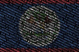 Belize flag  is depicted on the screen with the program code. The concept of modern technology and site development photo