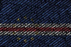 Cabo verde flag  is depicted on the screen with the program code. The concept of modern technology and site development photo