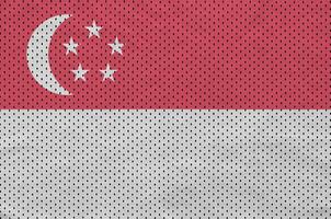 Singapore flag printed on a polyester nylon sportswear mesh fabr photo