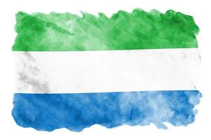 Sierra Leone flag  is depicted in liquid watercolor style isolated on white background photo