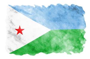 Djibouti flag  is depicted in liquid watercolor style isolated on white background photo