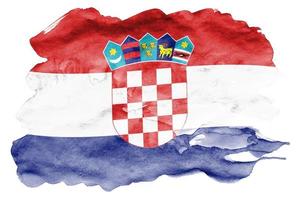 Croatia flag  is depicted in liquid watercolor style isolated on white background photo