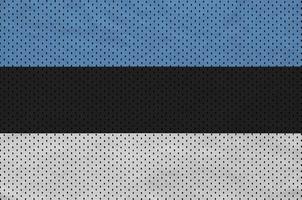Estonia flag printed on a polyester nylon sportswear mesh fabric photo