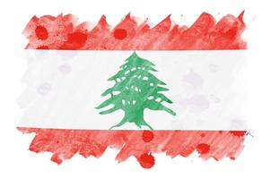 Lebanon flag  is depicted in liquid watercolor style isolated on white background photo
