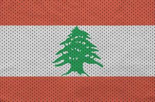 Lebanon flag printed on a polyester nylon sportswear mesh fabric photo