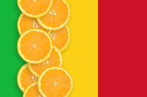 Mali flag and citrus fruit slices vertical row photo