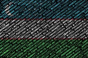 Uzbekistan flag  is depicted on the screen with the program code. The concept of modern technology and site development photo
