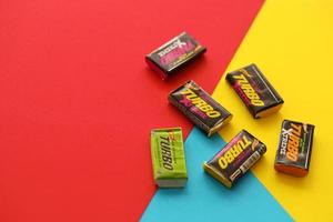 TERNOPIL, UKRAINE - MAY 28, 2022 Turkish retro chewing gums Turbo extreme with nostalgic design from 80s photo